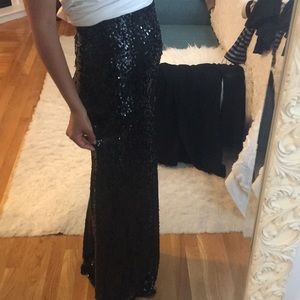 Black sequin maxi skirt